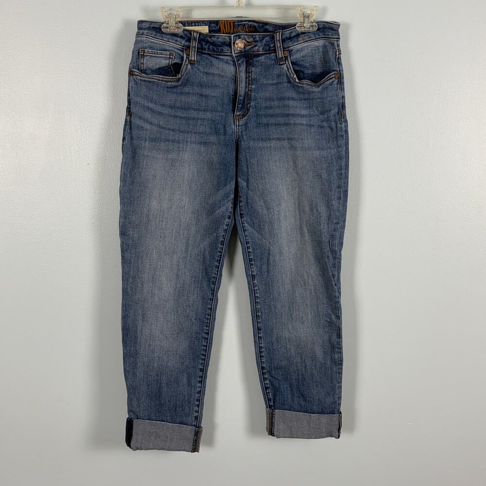 KUT from the Kloth Asher Ankle Straight Leg Cuffed Jeans Size 8 Stretch